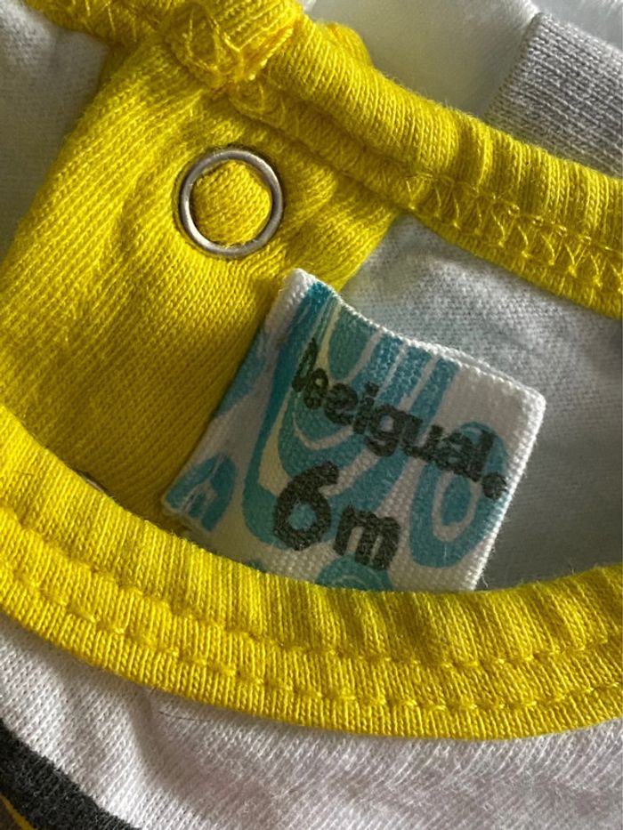 T-shirt Desigual blanc/jaune/noir/gris - photo numéro 3