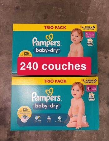 240 couches taille 4 + Pampers baby dry extra absorption