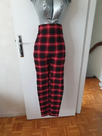 Pantalon skinny à carreaux taille haute
