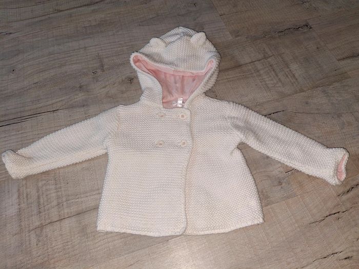 Gilet blanc rose fille 12 mois