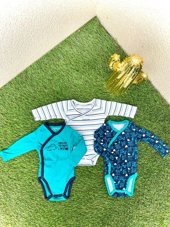 Lot de 3 bodies manches longues 1 mois