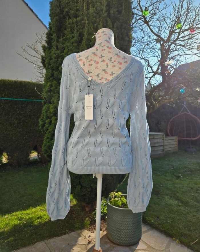 Pull en coton bleu taille S/M - photo numéro 2