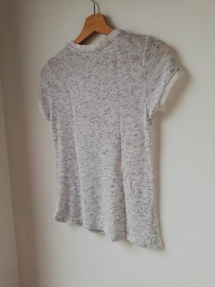 T-Shirt top gris clair col rond chiné lefties taille s - photo numéro 5