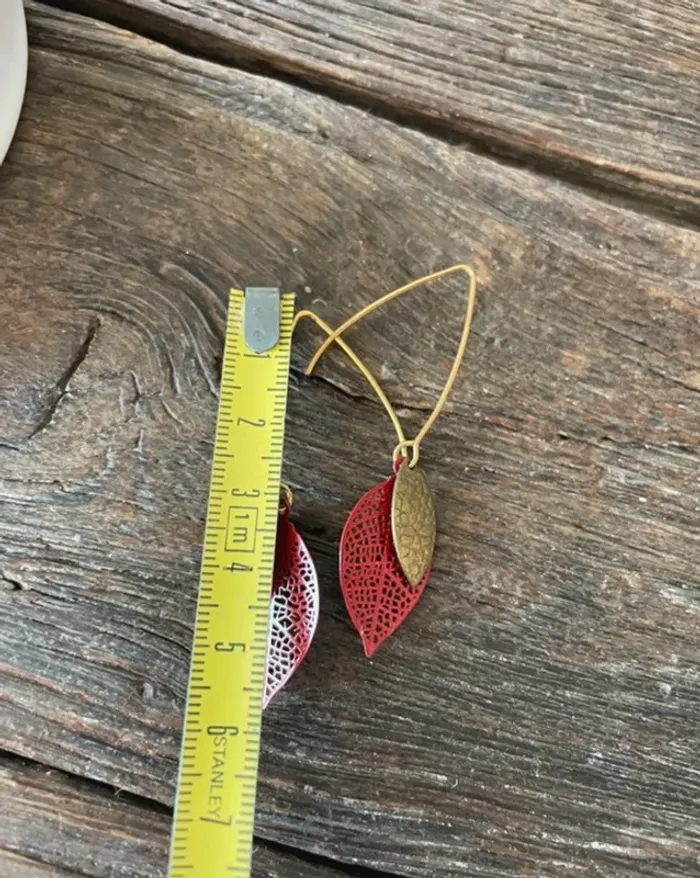Boucles d’oreilles pendantes or rouge - photo numéro 3