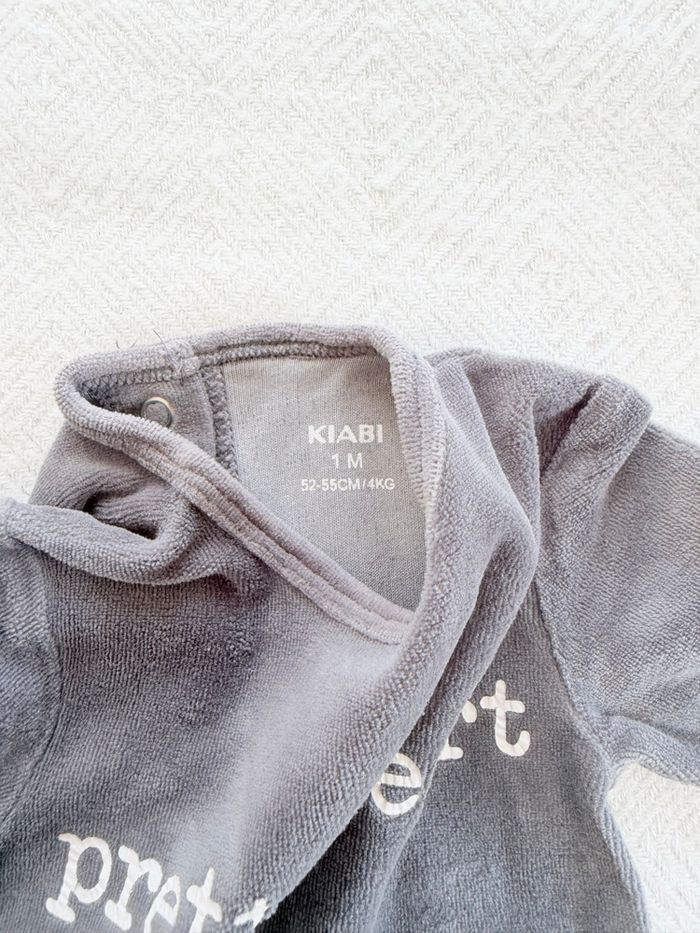 Pyjama velours gris foncé Kiabi 1 mois - photo numéro 4