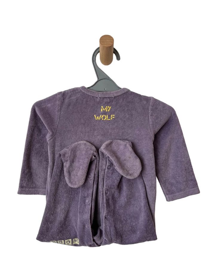 Pyjama velours violet (loup et arbres) - In Extenso 12 mois (80cm) - photo numéro 5