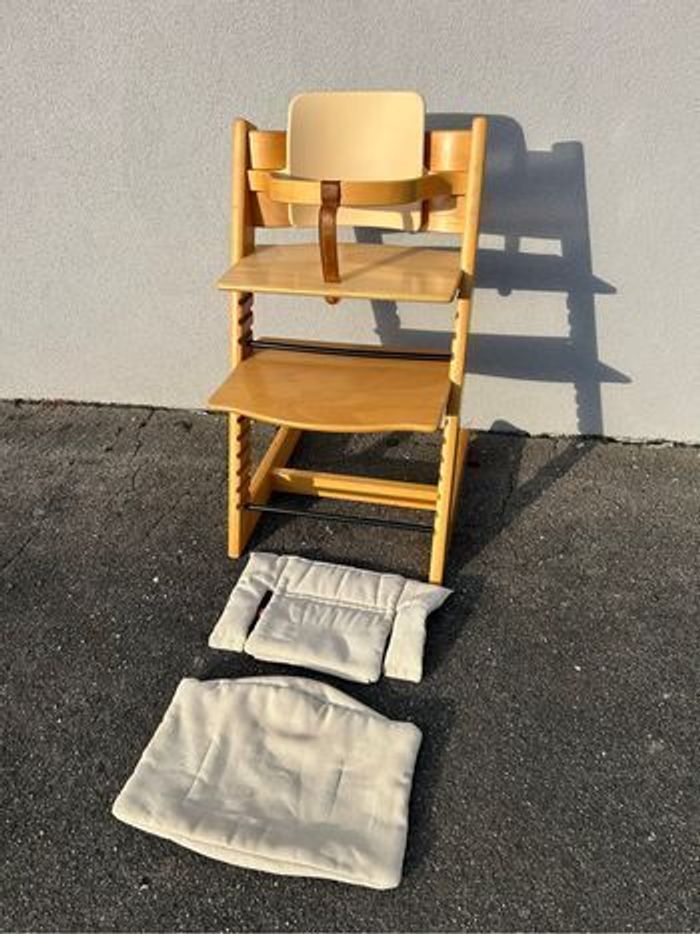 Chaise Tripp Trapp Stokke en bois naturel + arceau
