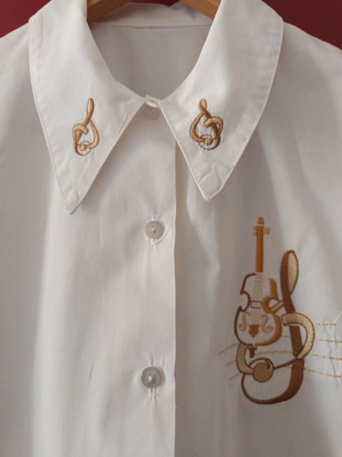 Chemise vintage broderie t.38/42 - photo numéro 2
