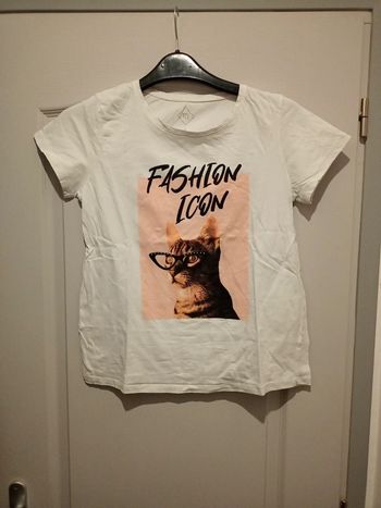 T-shirt blanc/chat