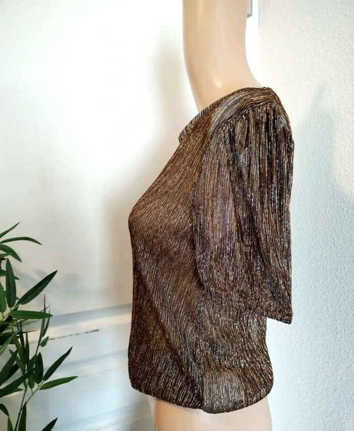 Top kiabi marron doré taille 34 neuf - photo numéro 2