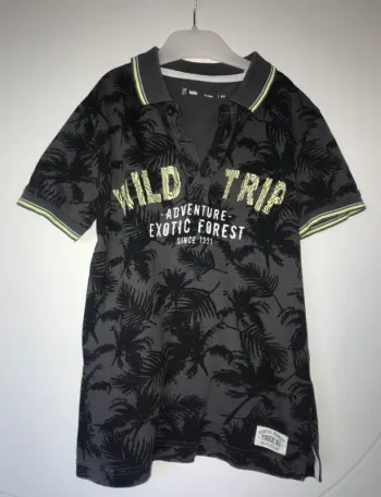 t-shirt garçon 8 ans col polo motifs palmiers gémo