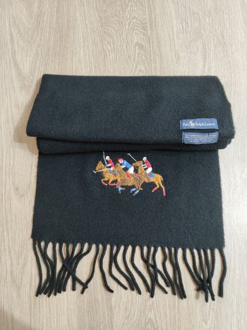 Écharpe en laine Ralph Lauren noir brodé