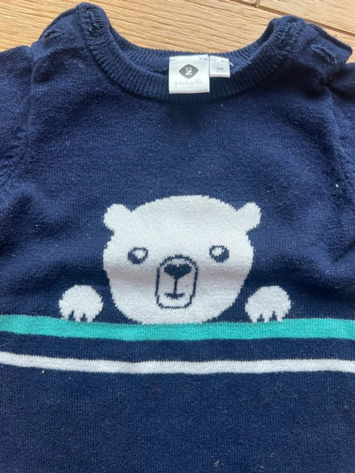 Ensemble pull marque grain de blé z - 3 mois très bon état - photo numéro 2