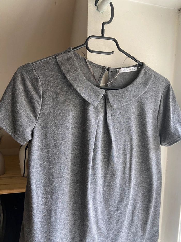 T-shirt gris col Claudine - photo numéro 5