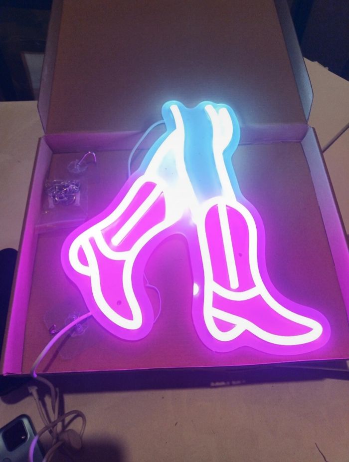 Enseigne lumineuse Bottes de cowboy, Décoration murale acrylique Usu - photo numéro 2