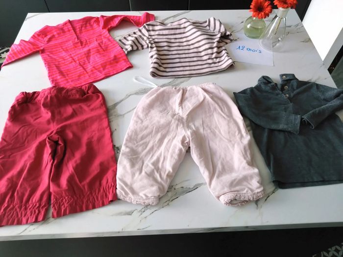 Lot pantalon t shirt bébé fille 12 mois - photo numéro 12