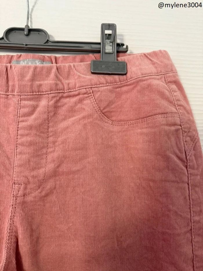 Pantalon en velours rose clair à fermeture éclairs sur les poches - photo numéro 3