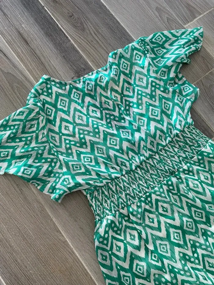 Belle robe longue doublée vert à motif T36/38 - photo numéro 4