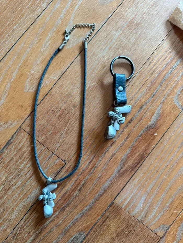 Set porte clé Diddl et collier Diddl lettre F
