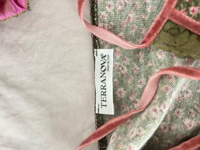 Top vintage y2k fleuri rose/vert Terranova dentelle fine taille S - photo numéro 4