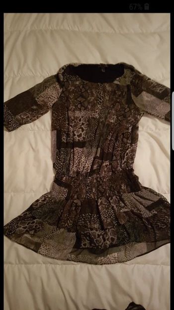 Tunique  longue voile doublé .noir et gris.