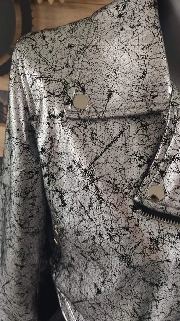 Veste suédine gris noir taille S - photo numéro 2