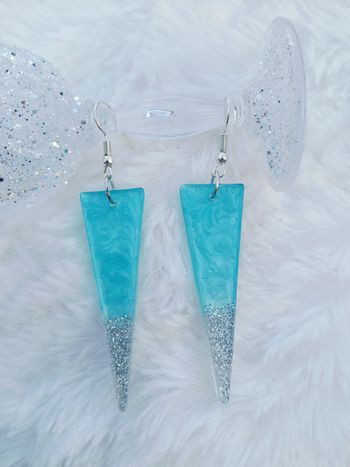 Boucles d'oreilles triangles turquoise argenté 