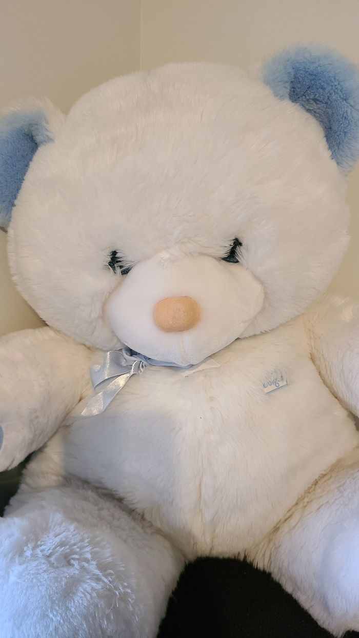 Doudou Peluche ours blanc bleu BOULGOM - photo numéro 4