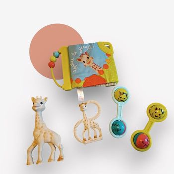 Lot Sophie la Girafe – Hochet, livre d’éveil, anneau de dentition