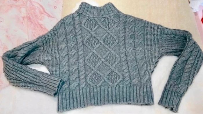 Pull torsadé crop gris xs kiabi - photo numéro 2