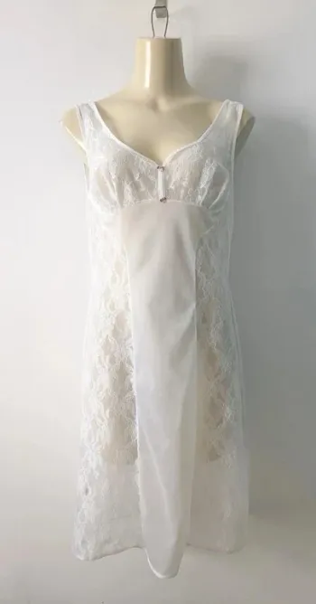 Fond de robe blanc avec dentelle - Schiesser Nylsuisse - taille 38