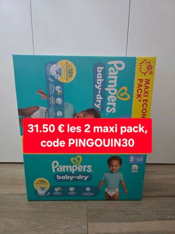 2 Maxi Pack Couches Baby-Dry Pampers Taille 5