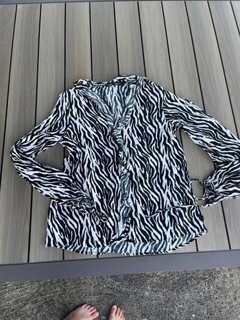 Blouse wit/blauw zara xs