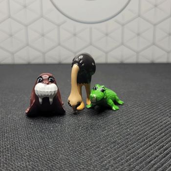 Lot de 3 figurines animaux du zoo Morse, Crocodile et Autruche Bahlsen 1994 2,5 cm