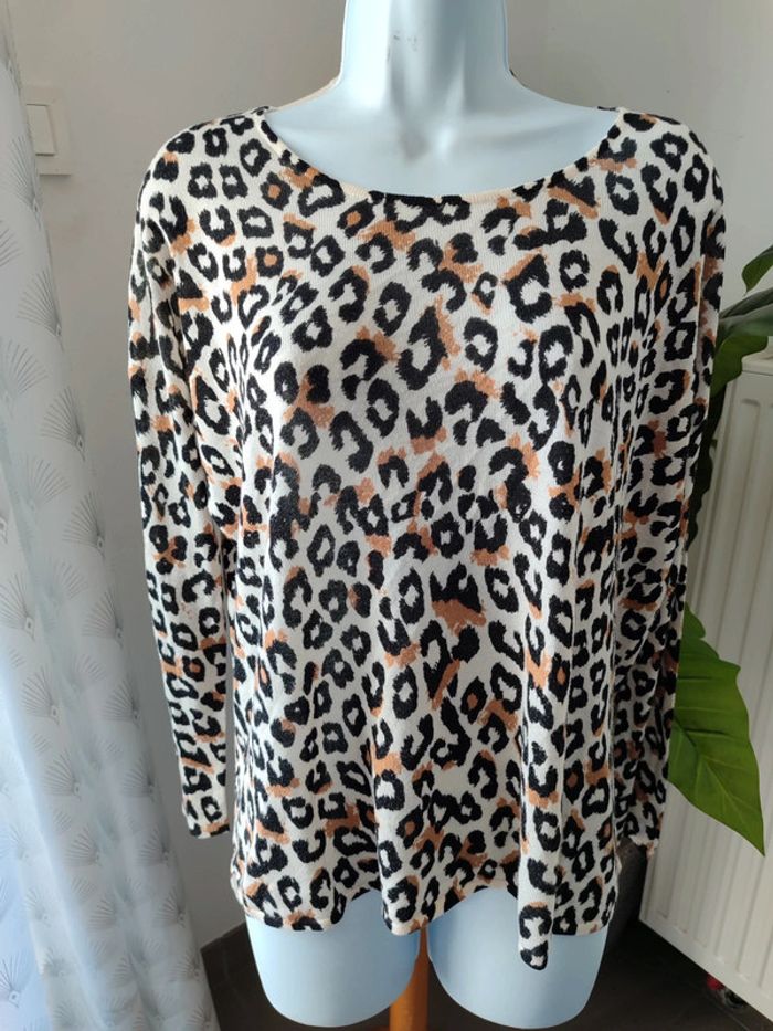 Pull très fin imprimé léopard
