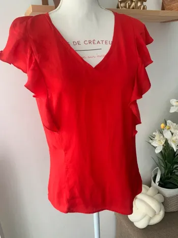 Blouse rouge Promod – Volants – Taille 36/38
