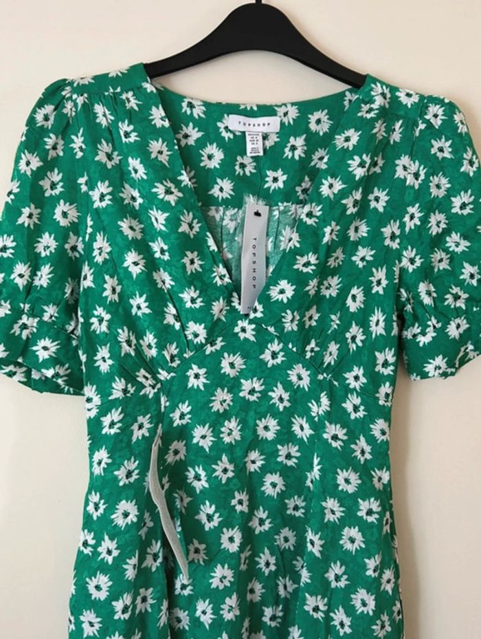 Robe fleurie, verte et blanche, Topshop - photo numéro 2