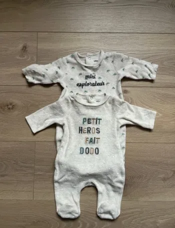 Lot de 2 pyjamas velours gemo 1 mois