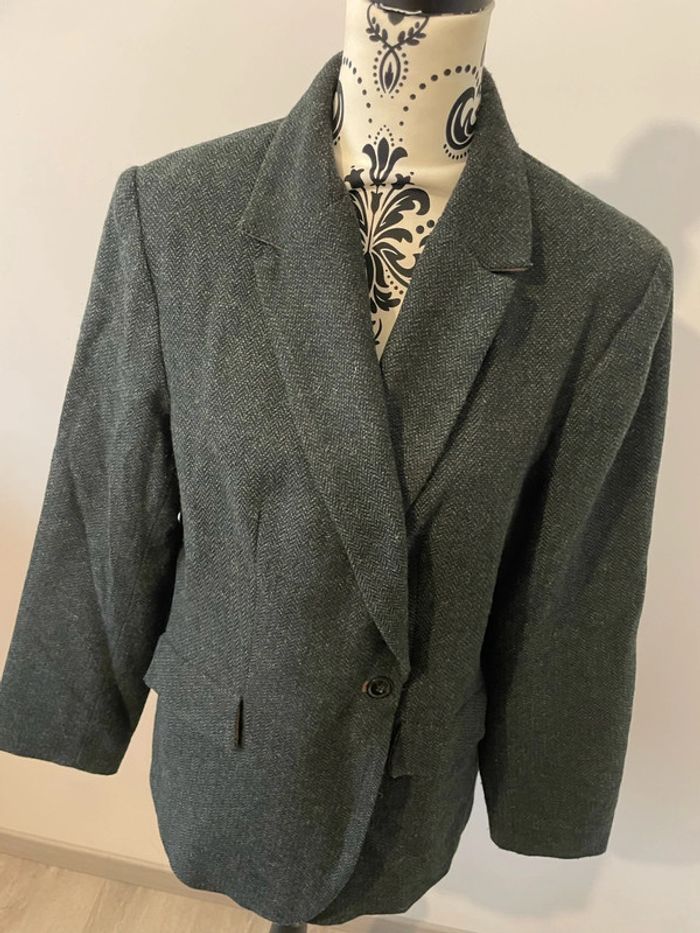 Veste blazer à manches longues vert foncé piqué beige Grain de Malice taille 44 - photo numéro 4