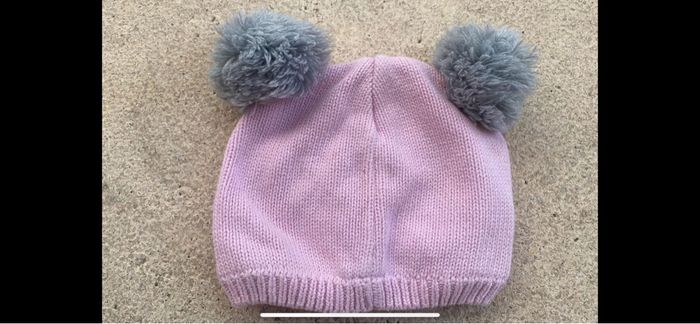 Bonnet ourson rose et gris avec pompon - photo numéro 3
