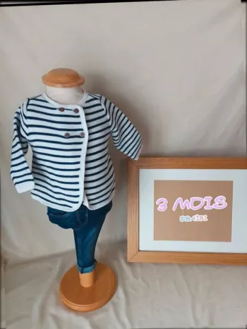 Superbe gilet brassière style marinière neuf Obaïbi mixte 3 mois