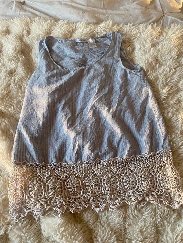 Joli top à rayures et dentelle la redoute taille 36