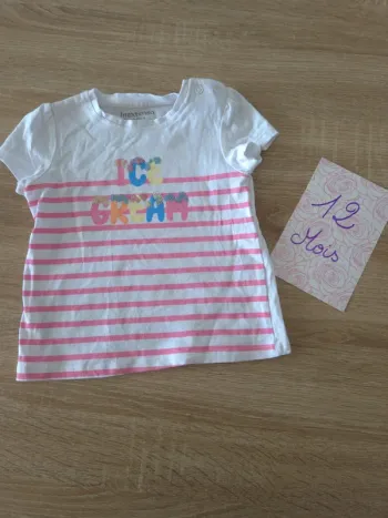 Tshirt blanc fille 12 mois