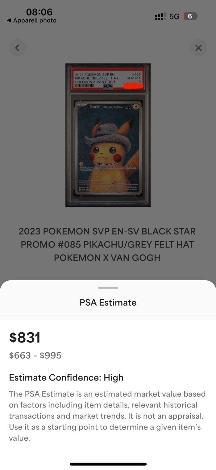 Carte Pokémon van gogh grey felt hat PSA 10 Année 2025 nouveau boîtier sécurisé - photo numéro 7