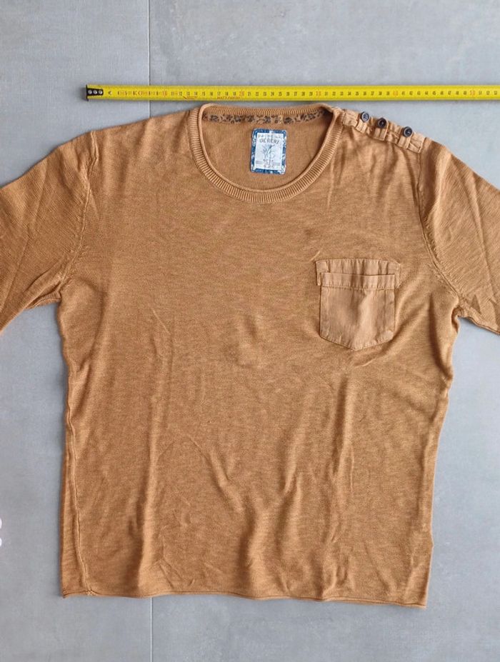 Pull à col rond crewneck Marron clair homme taille L Devred 100% coton - photo numéro 12