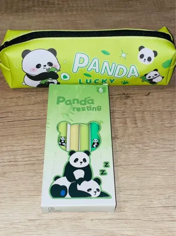 Trousse panda, plus six stylos feutres