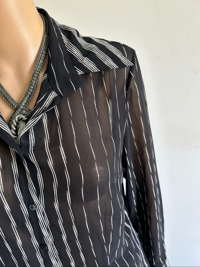 Blouse noire et blanche transparente Mexx taille française 40 TBE - photo numéro 4