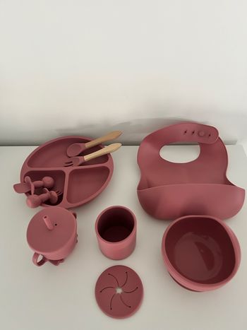Coffret repas Bébé Ventouse Silicone Neuf 2 coloris au choix
