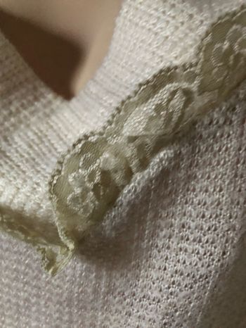 Pull léger blanc cassé et dentelle taille unique fabriqué en France 🇫🇷