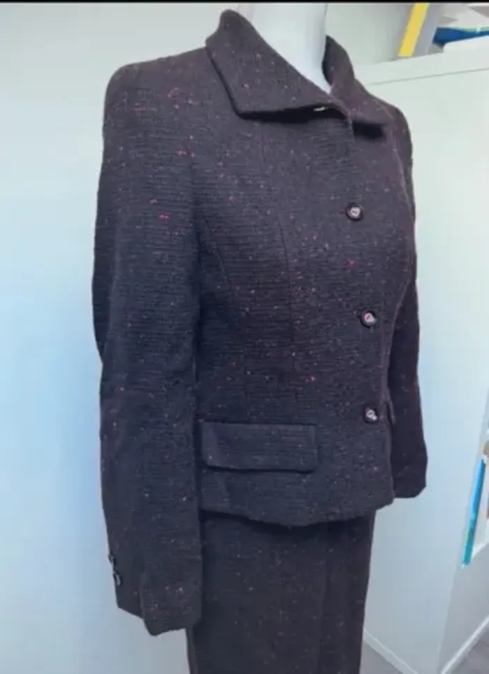 Tailleur mauve chiné veste et jupe Louis Féraud taille 38 - photo numéro 3